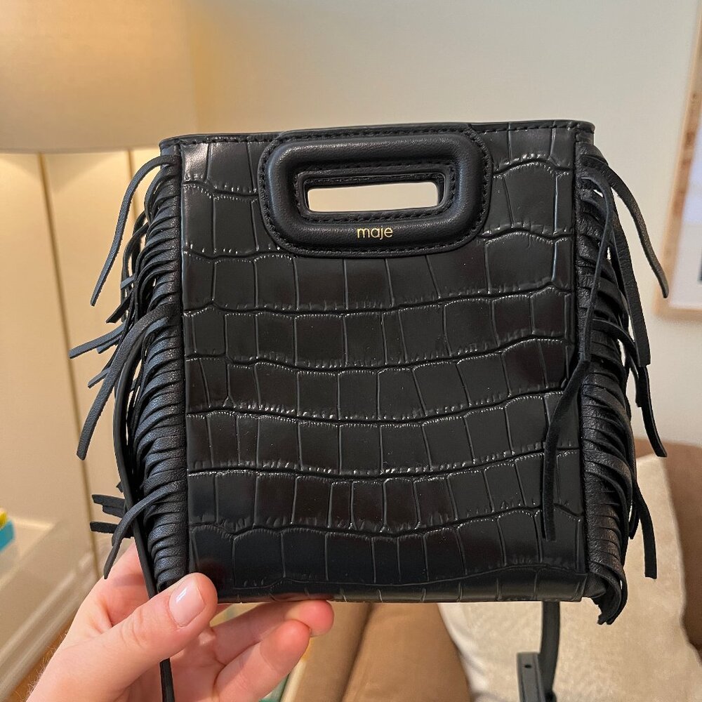 Maje Mini Embossed-Leather Crossbody Bag